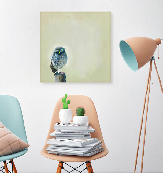 Little Baby Owlet Canvas Wall Art - GreenBox Art