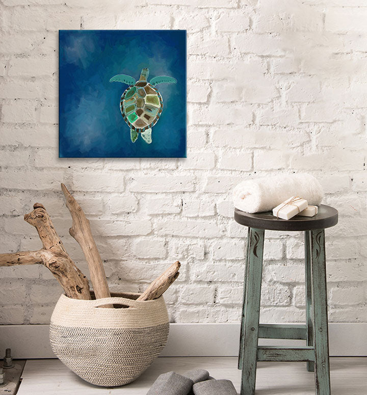 Swimming Sea Turtle Canvas Wall Art - GreenBox Art