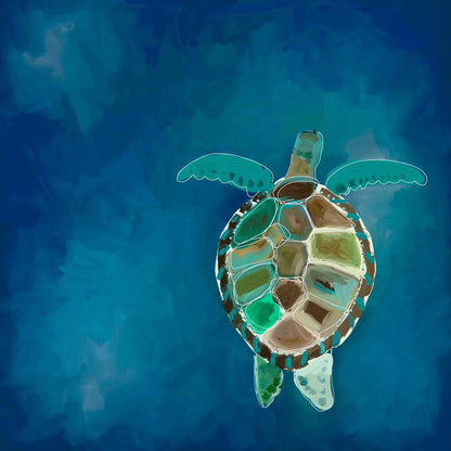 Swimming Sea Turtle Canvas Wall Art - GreenBox Art