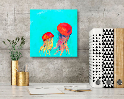 Swimming Jellyfish Canvas Wall Art - GreenBox Art