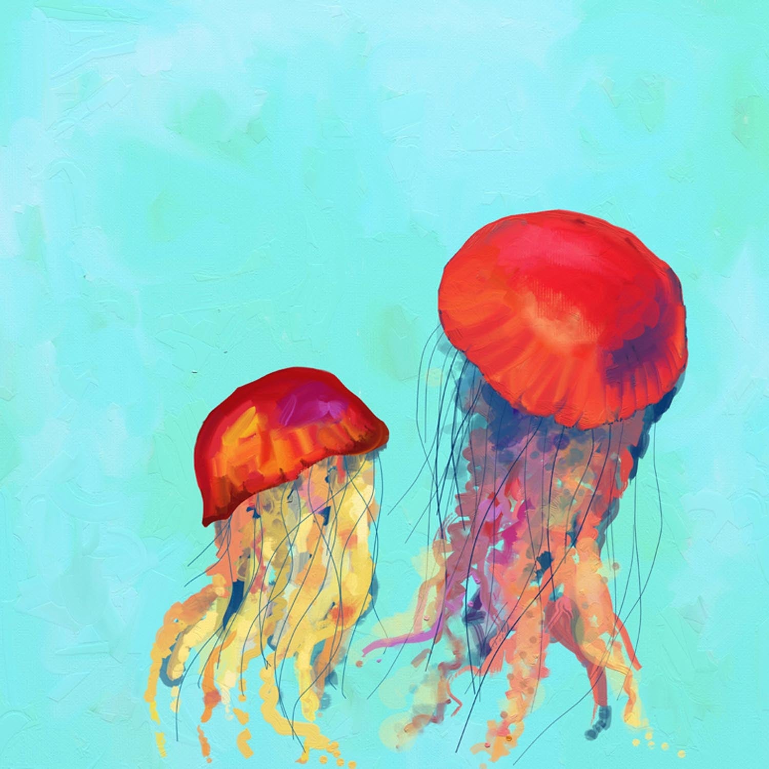 Swimming Jellyfish Canvas Wall Art - GreenBox Art