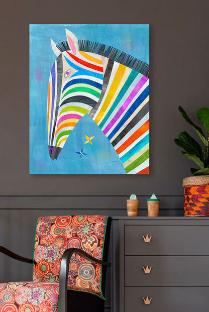 Colorful Zebra Canvas Wall Art