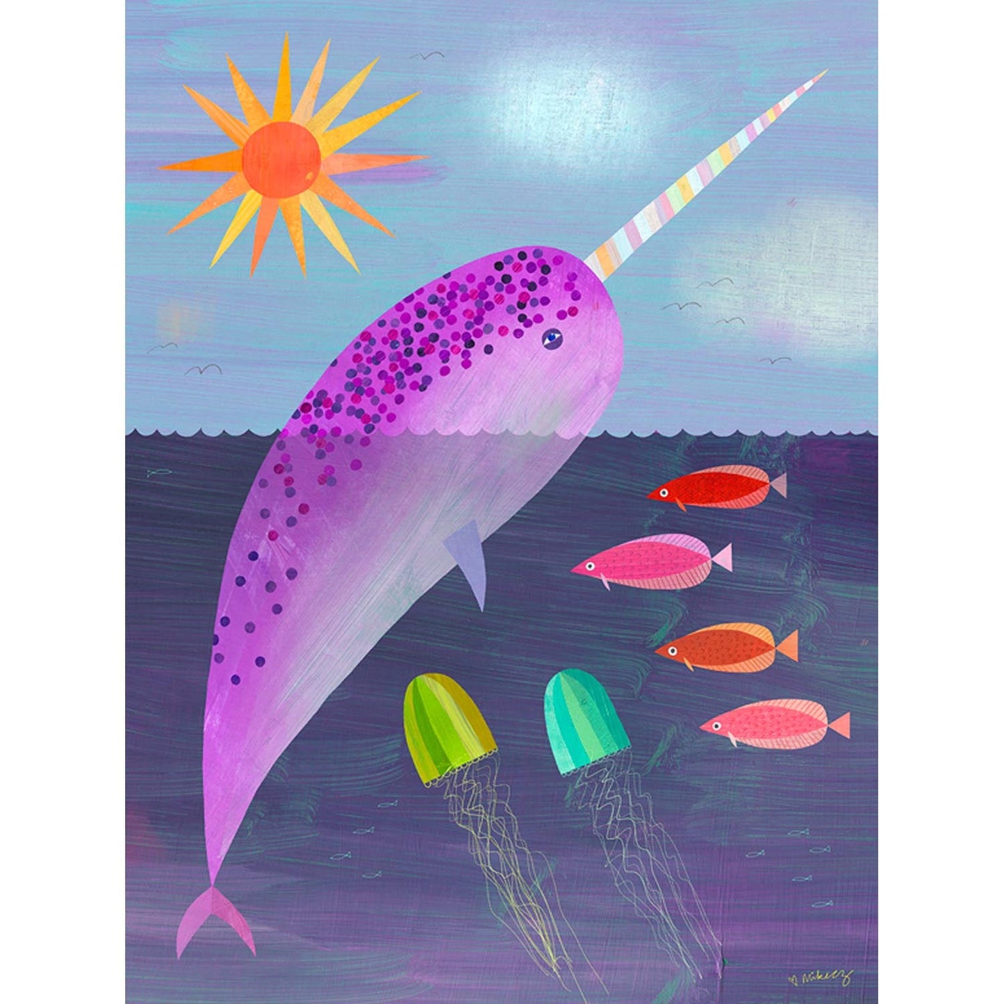 Purple Narwhal Canvas Wall Art