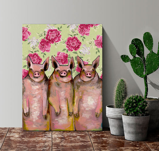 Little Piggies - Floral Canvas Wall Art - GreenBox Art