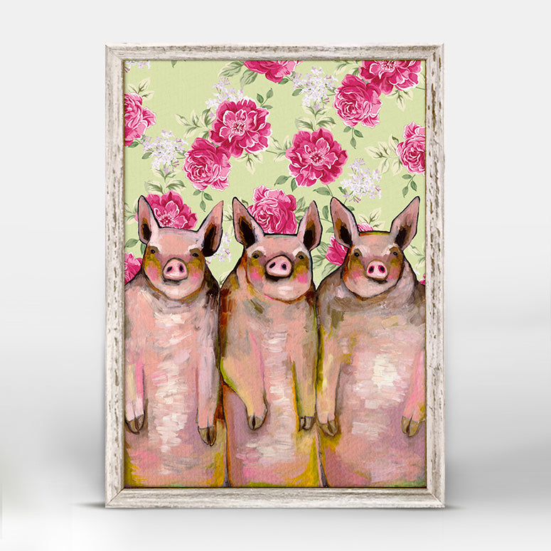 Little Piggies - Floral Mini Framed Canvas - GreenBox Art