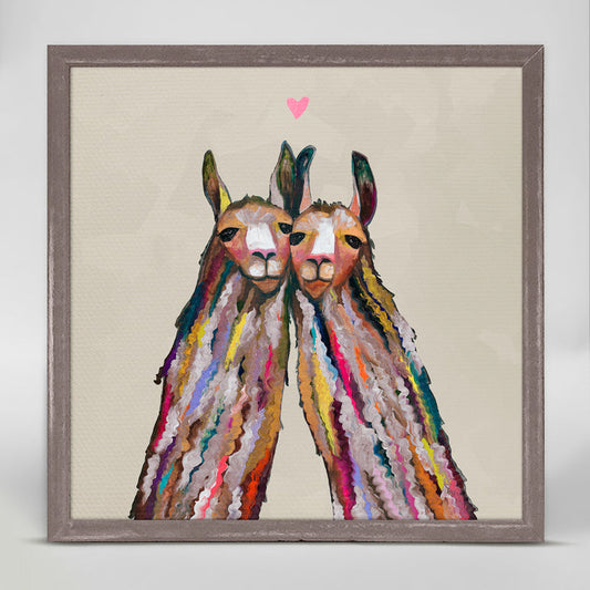 Llama Love - Neutral Mini Framed Canvas