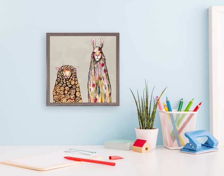 Llama Loves Sheep Mini Framed Canvas