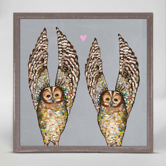 Owl Love - Gray Mini Framed Canvas