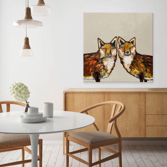 Fox Duo Canvas Wall Art - GreenBox Art