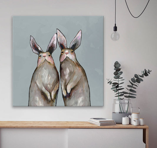 Rabbit Duo Canvas Wall Art - GreenBox Art