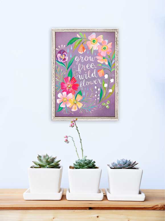 Purple Grow Free, Wildflower Mini Framed Canvas - GreenBox Art