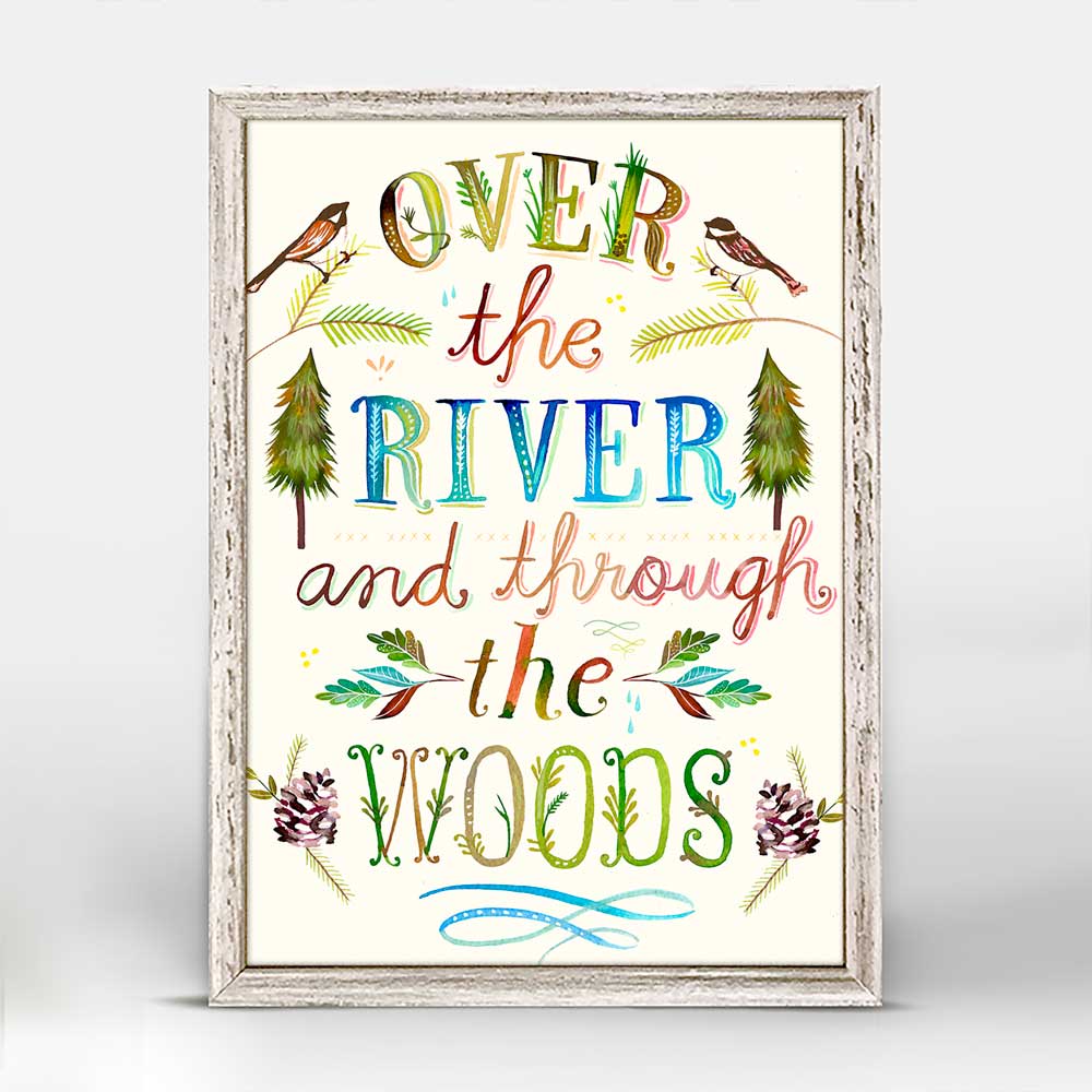 Holiday - Over The River and Through The Woods - Gold Mini Framed Canvas - GreenBox Art