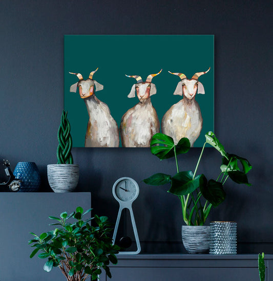 Trio of Goats Canvas Wall Art - GreenBox Art