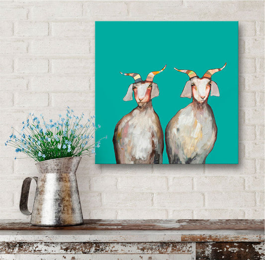 Pair Of Goats Canvas Wall Art - GreenBox Art