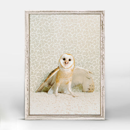 Owl On Neutral Mini Framed Canvas - GreenBox Art