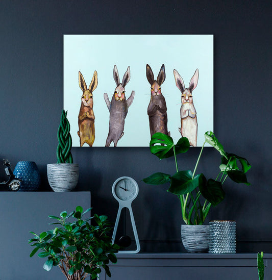 Four Bunnies Canvas Wall Art - GreenBox Art