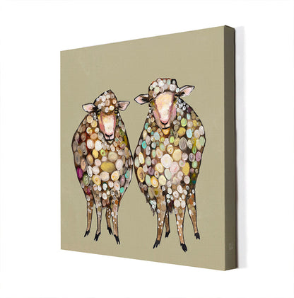 2 Woolly Sheep Canvas Wall Art