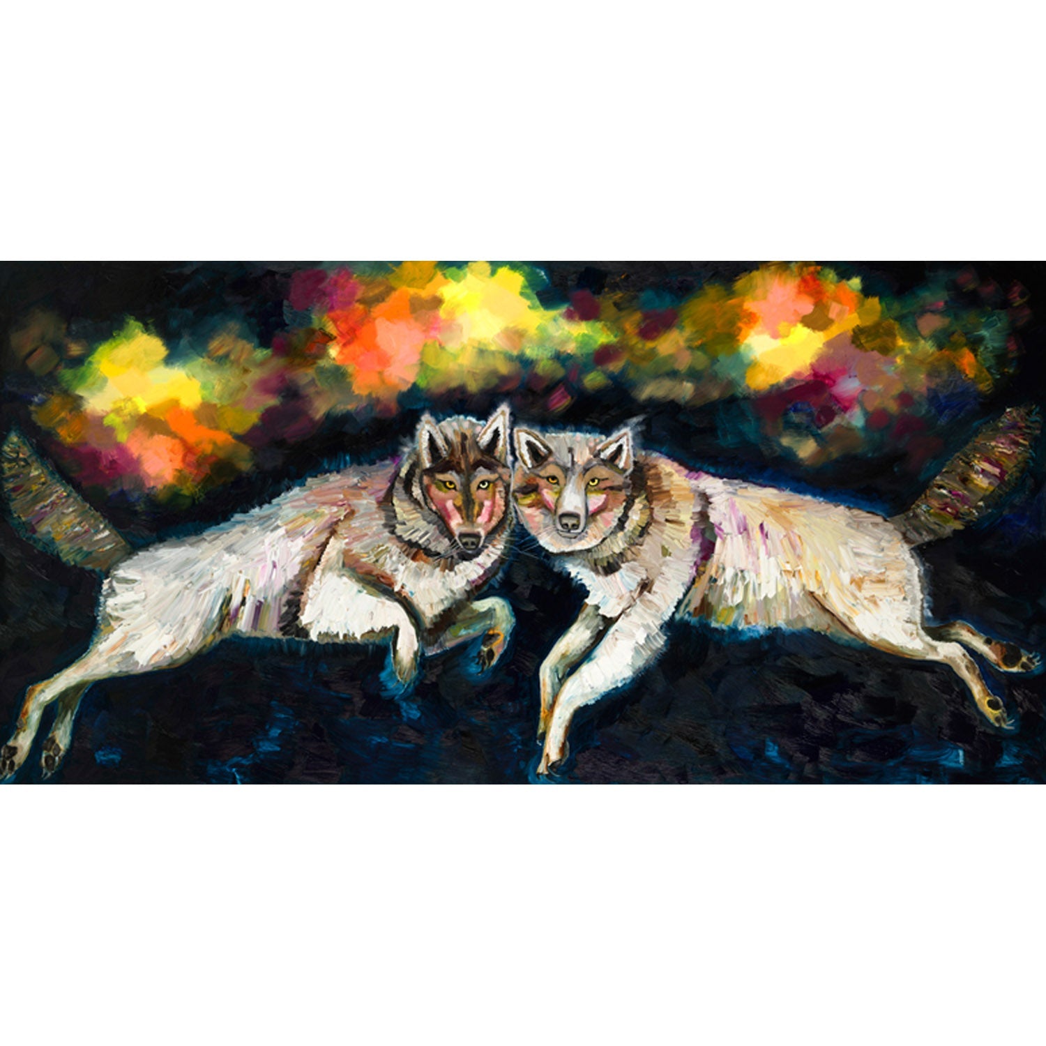 Wolves Jumping Canvas Wall Art - GreenBox Art