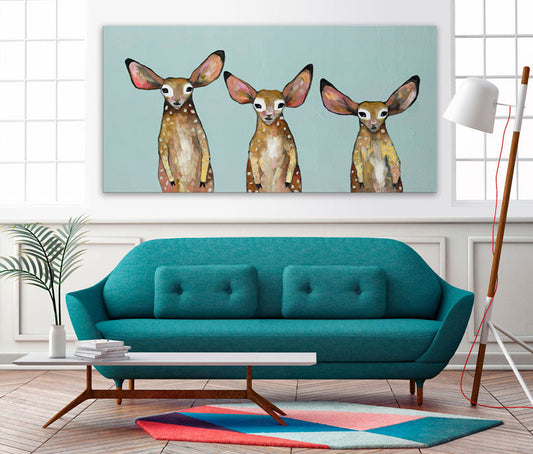 Fawn Triplets Canvas Wall Art - GreenBox Art