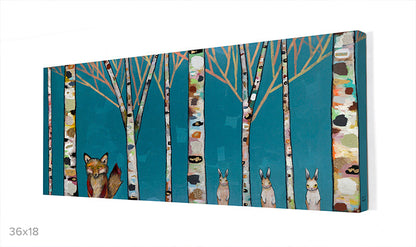 Fox and Rabbits Canvas Wall Art