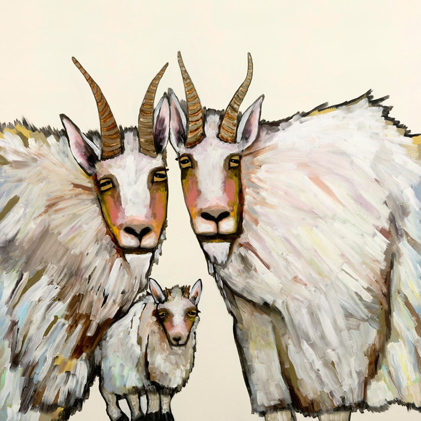 Mountain Goat Family Portrait Canvas Wall Art