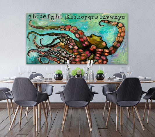 Octopus Alphabet Canvas Wall Art - GreenBox Art