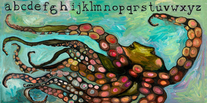 Octopus Alphabet Canvas Wall Art