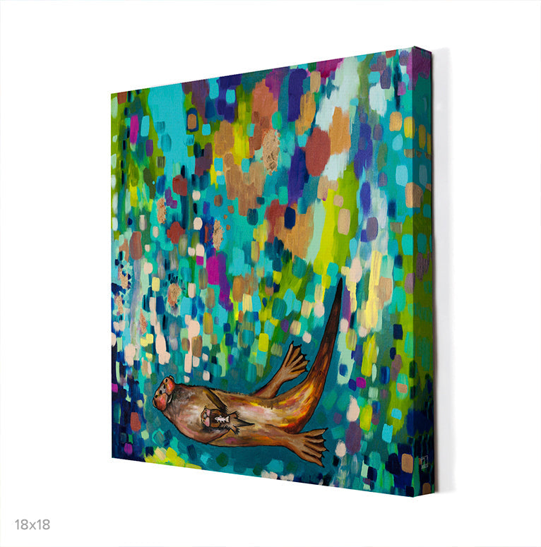 Otter And Baby Otter Canvas Wall Art