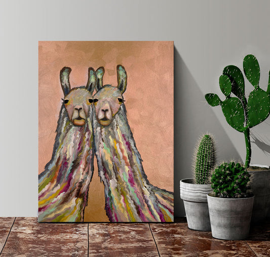 Snuggling Llamas Canvas Wall Art - GreenBox Art