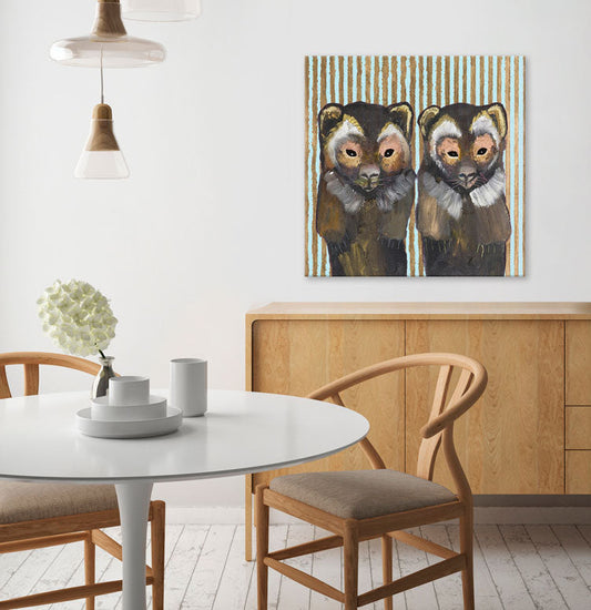 Pair Of Wolverines Canvas Wall Art - GreenBox Art