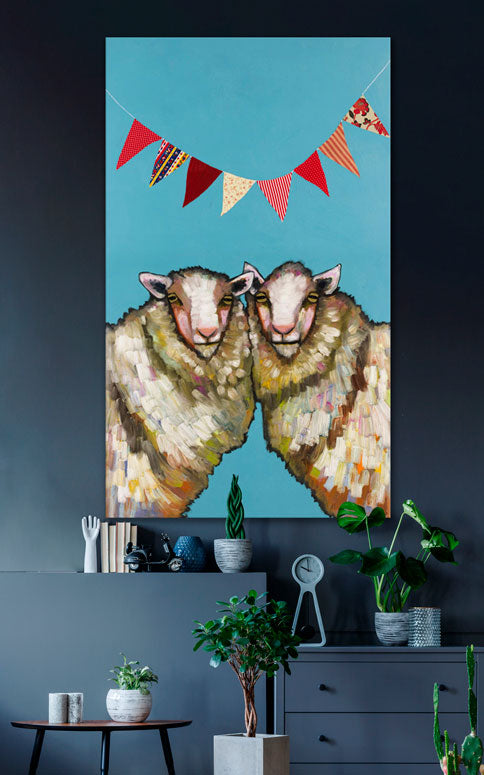 Sheep Birthday Party Canvas Wall Art - GreenBox Art