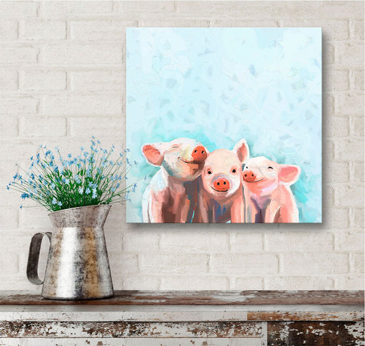 Three Little Piggies Canvas Wall Art - GreenBox Art