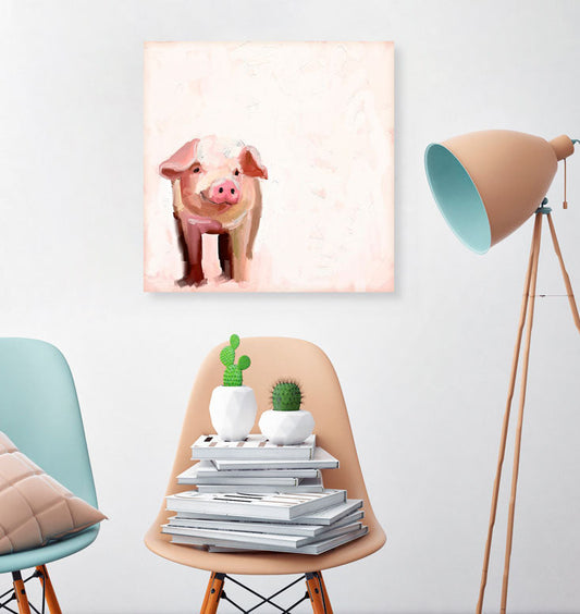 Violet The Pig Canvas Wall Art - GreenBox Art