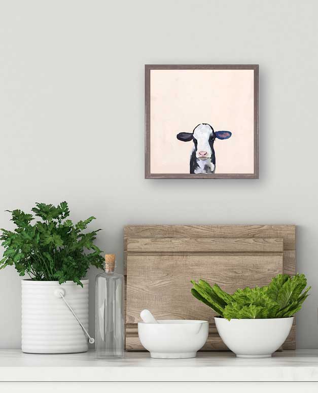 Baby Holstein Cow Mini Framed Canvas