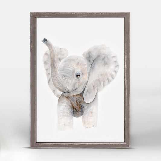 Baby Elephant Trumpet Mini Framed Canvas