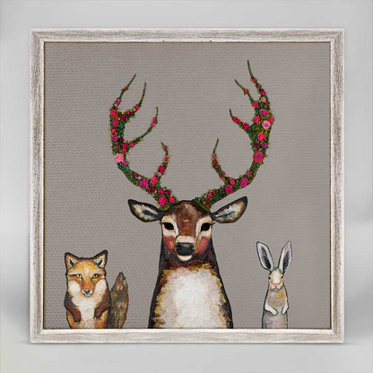 Holiday - Fox, Buck & Hare - White Frame Mini Framed Canvas