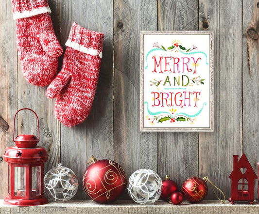 Holiday - Merry and Bright Mini Framed Canvas - GreenBox Art