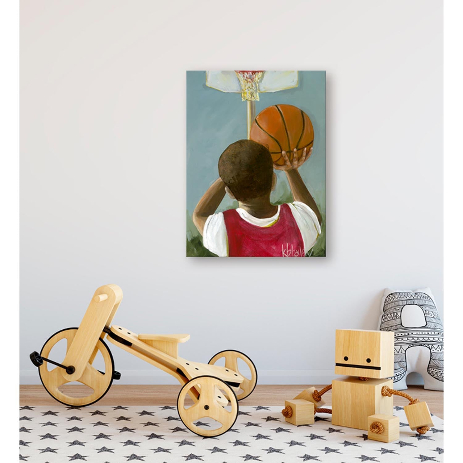 Lil' Basketball Star 1 Canvas Wall Art - GreenBox Art