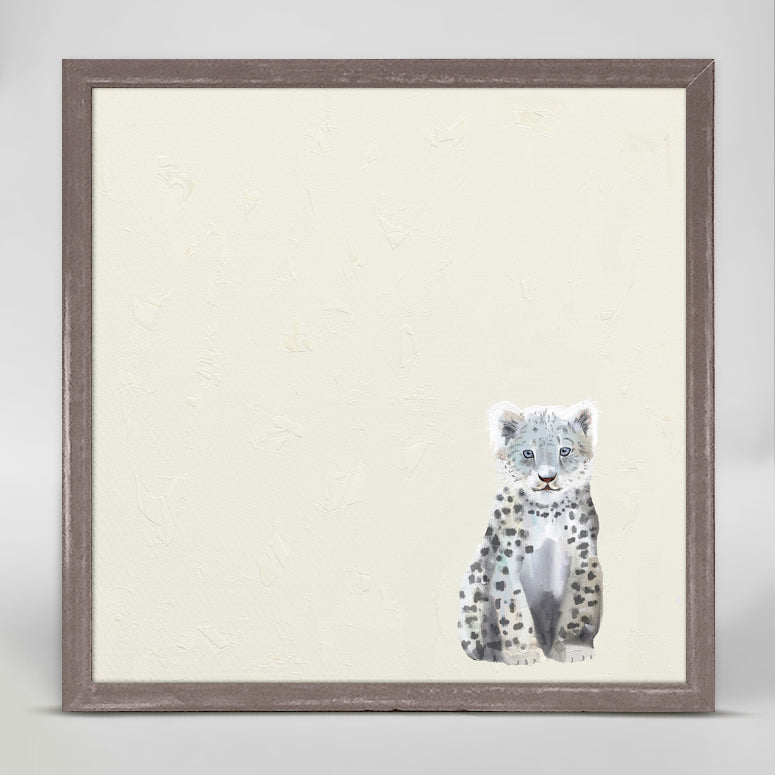 Baby Snow Leopard Mini Framed Canvas