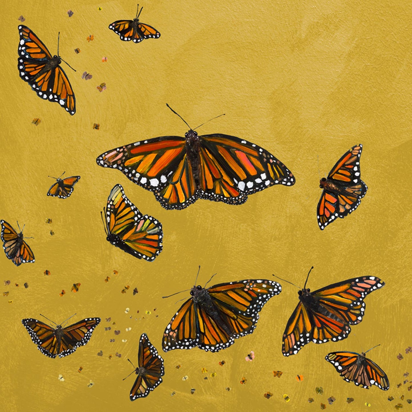 Monarchs - Gold Canvas Wall Art - GreenBox Art