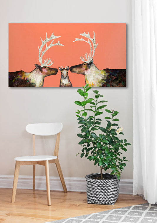 Caribou Family Canvas Wall Art