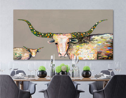 Little Longhorn Baby Canvas Wall Art - GreenBox Art