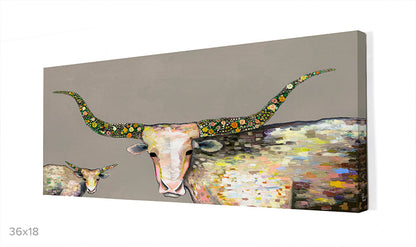 Little Longhorn Baby Canvas Wall Art - GreenBox Art