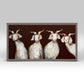 4 Goats on Chocolate Brown Mini Framed Canvas