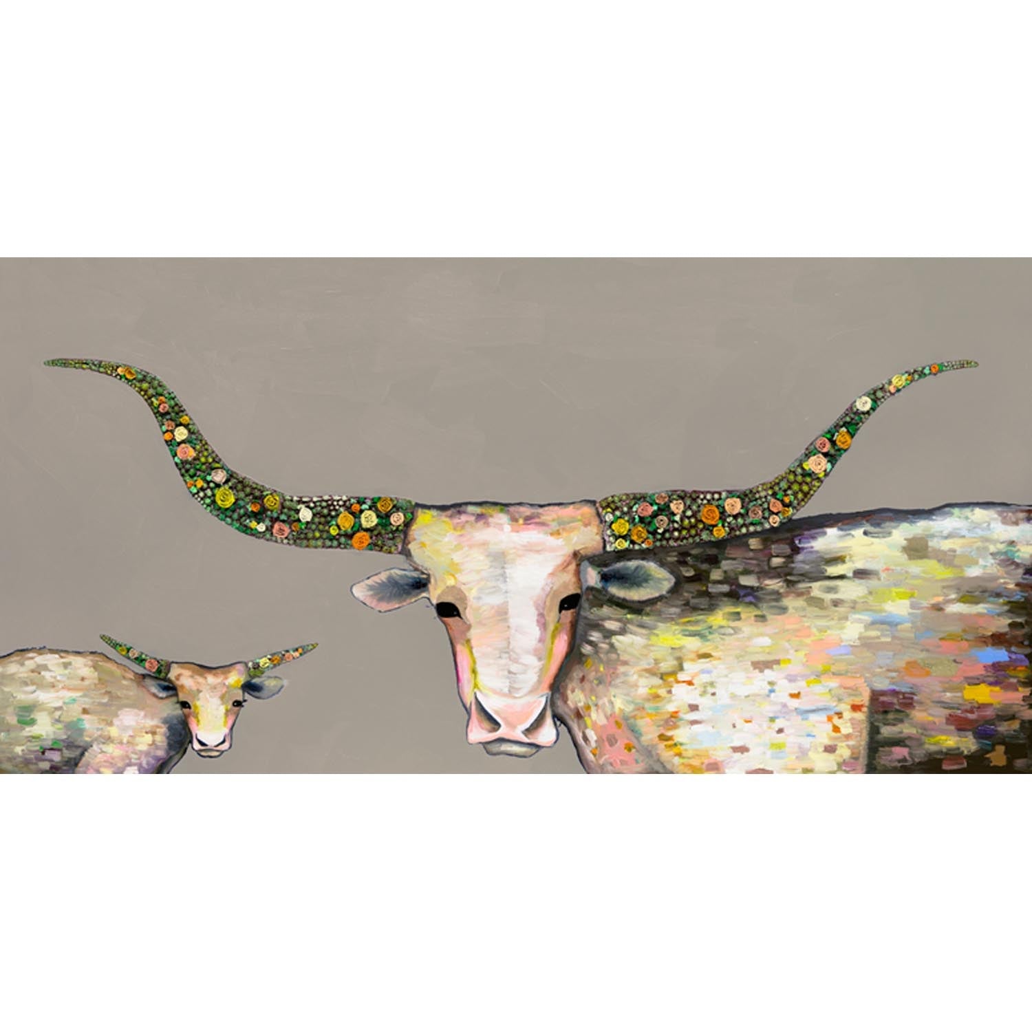 Little Longhorn Baby Canvas Wall Art - GreenBox Art