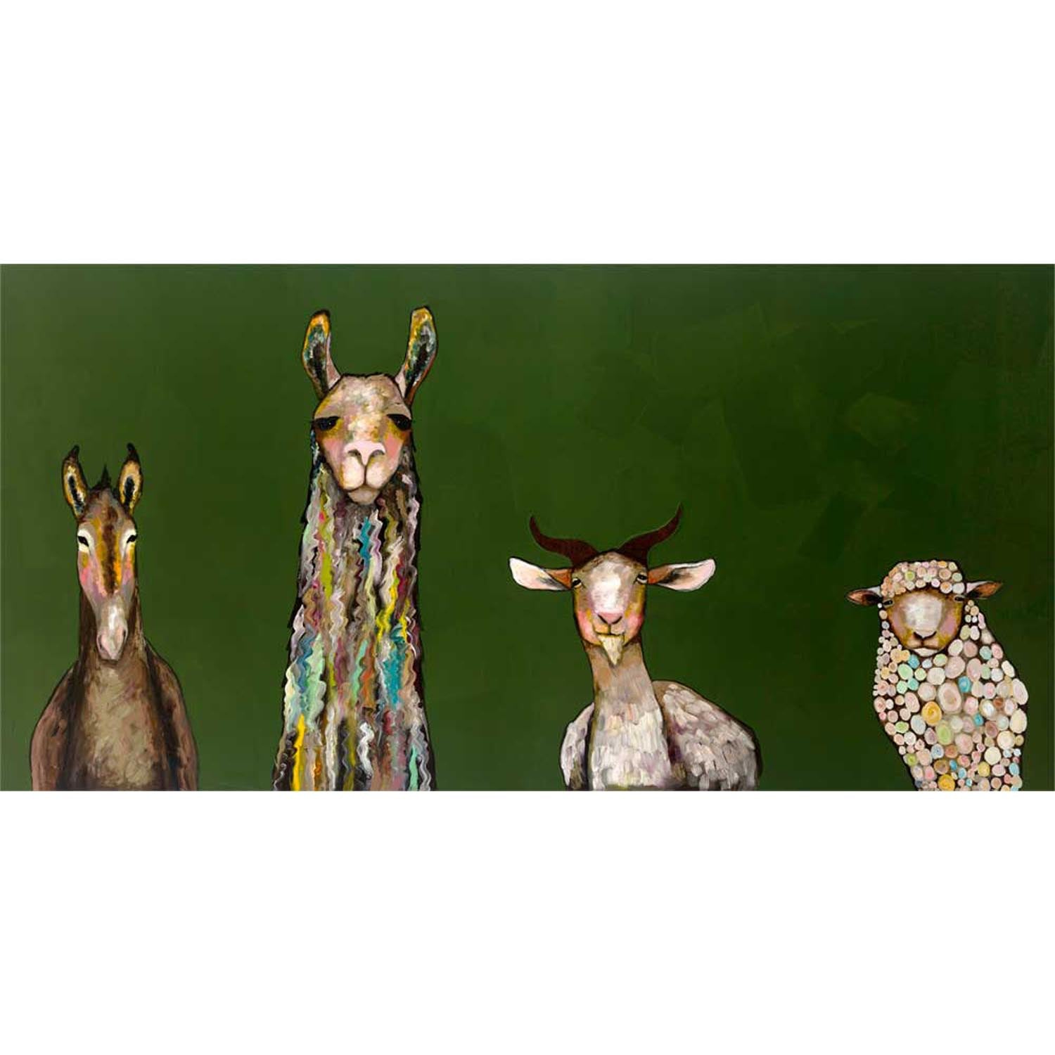 Donkey, Llama, Goat, Sheep Canvas Wall Art - GreenBox Art