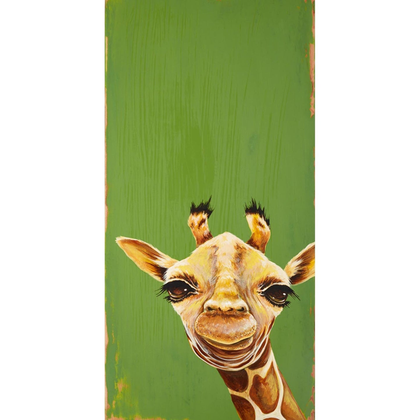 Good Morning Giraffe - Green Canvas Wall Art - GreenBox Art