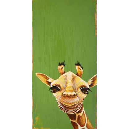 Good Morning Giraffe - Green Canvas Wall Art