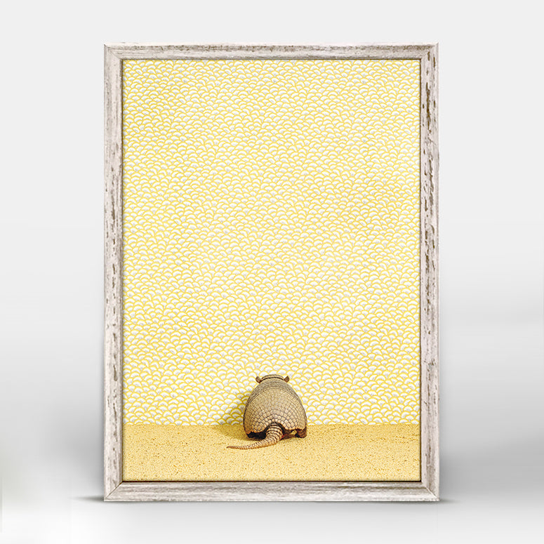 Armadillo On Yellow Mini Framed Canvas