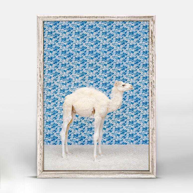 Camel On Blue Mini Framed Canvas - GreenBox Art